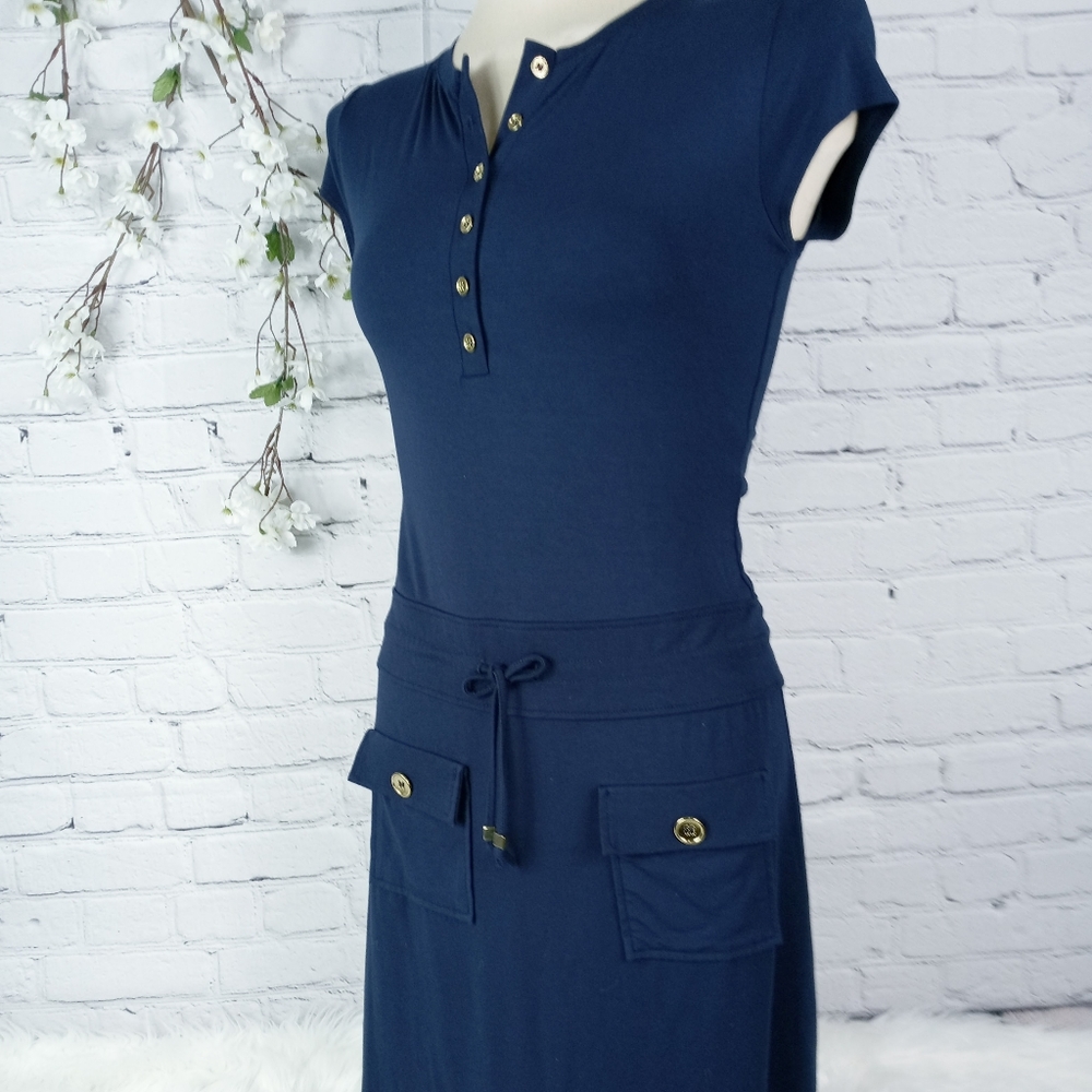 CHELSEA & THEODORE ADJUSTABLE WAIST STRAPS SLEEVELESS BLUE DRESS WOMEN'S SIZE 2